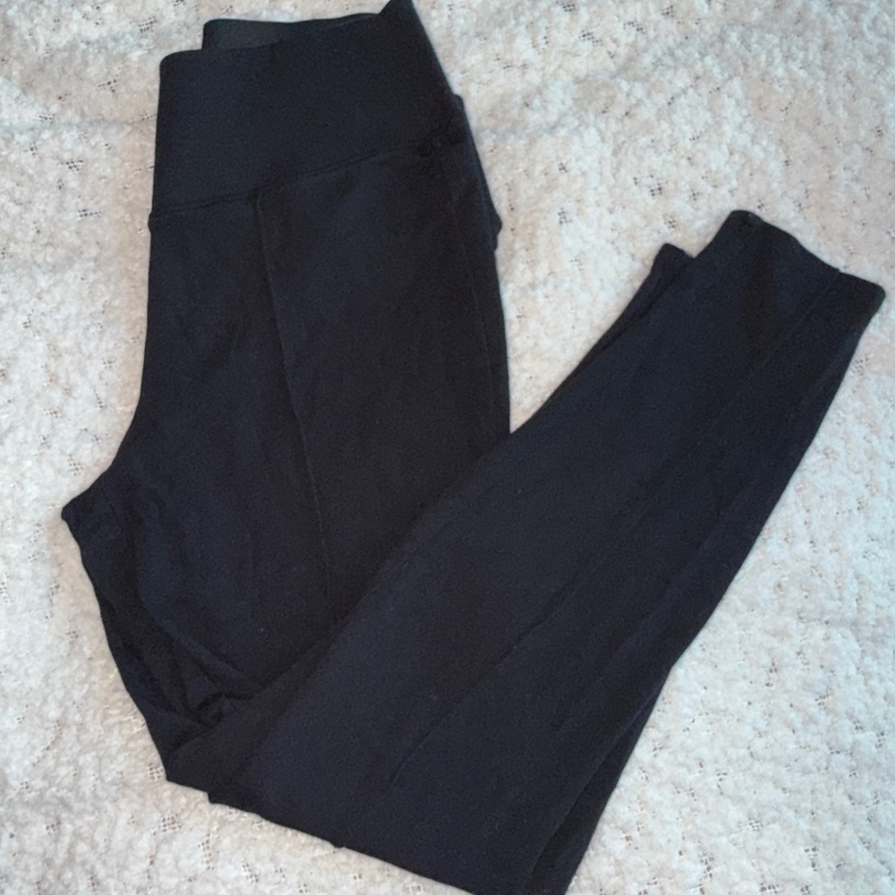 Nine West Black Pleated High-Waist Leggings